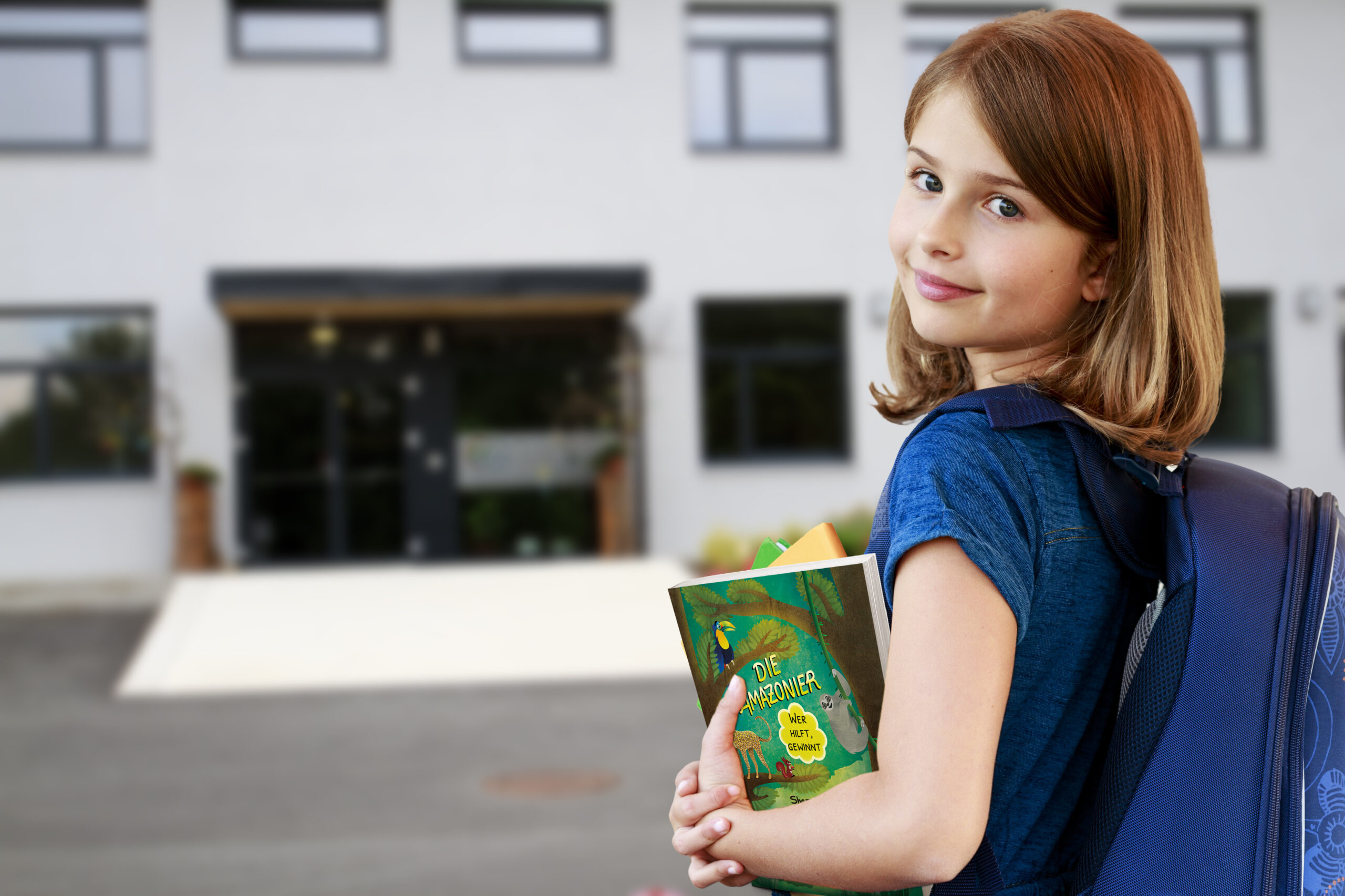 back to school portrait of lovely schoolgirl